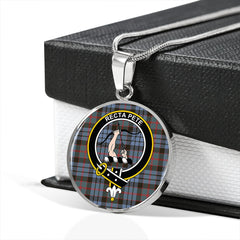 Fletcher of Dunans Weathered Tartan Crest Circle Necklace