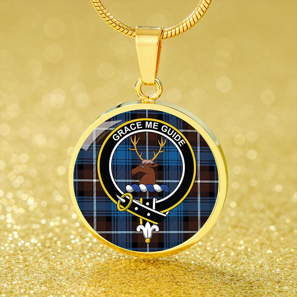 Forbes Brown Modern Tartan Crest Circle Necklace