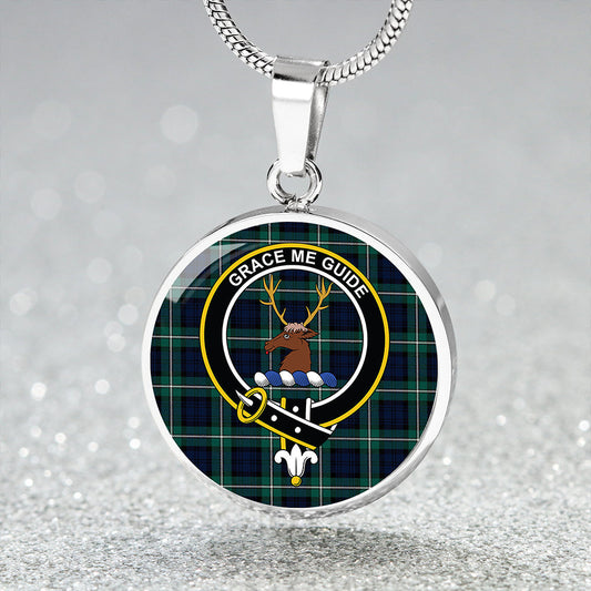 Forbes Modern Tartan Crest Circle Necklace