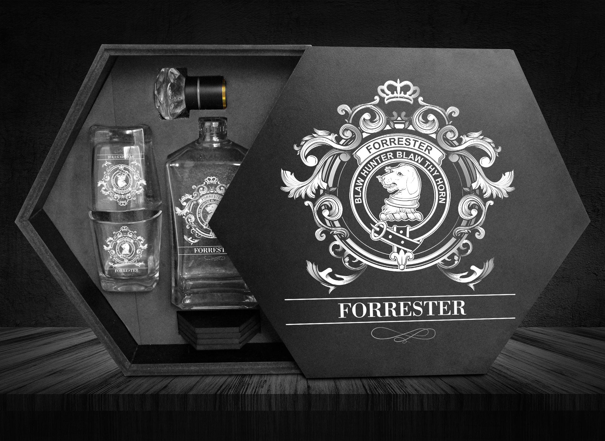 Forrester Tartan Clan Decanter Set