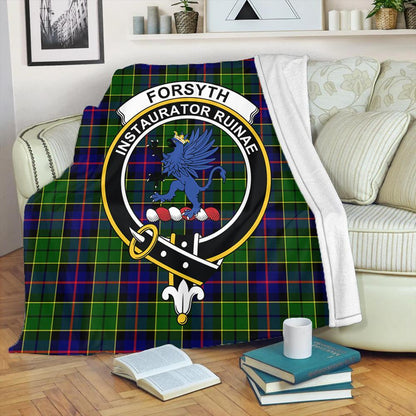 Forsyth Modern Tartan Crest Premium Blanket