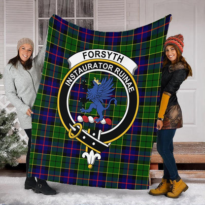 Forsyth Modern Tartan Crest Premium Blanket