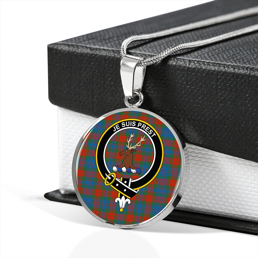 Fraser 78th Highlanders Ancient Tartan Crest Circle Necklace