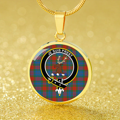 Fraser 78th Highlanders Ancient Tartan Crest Circle Necklace