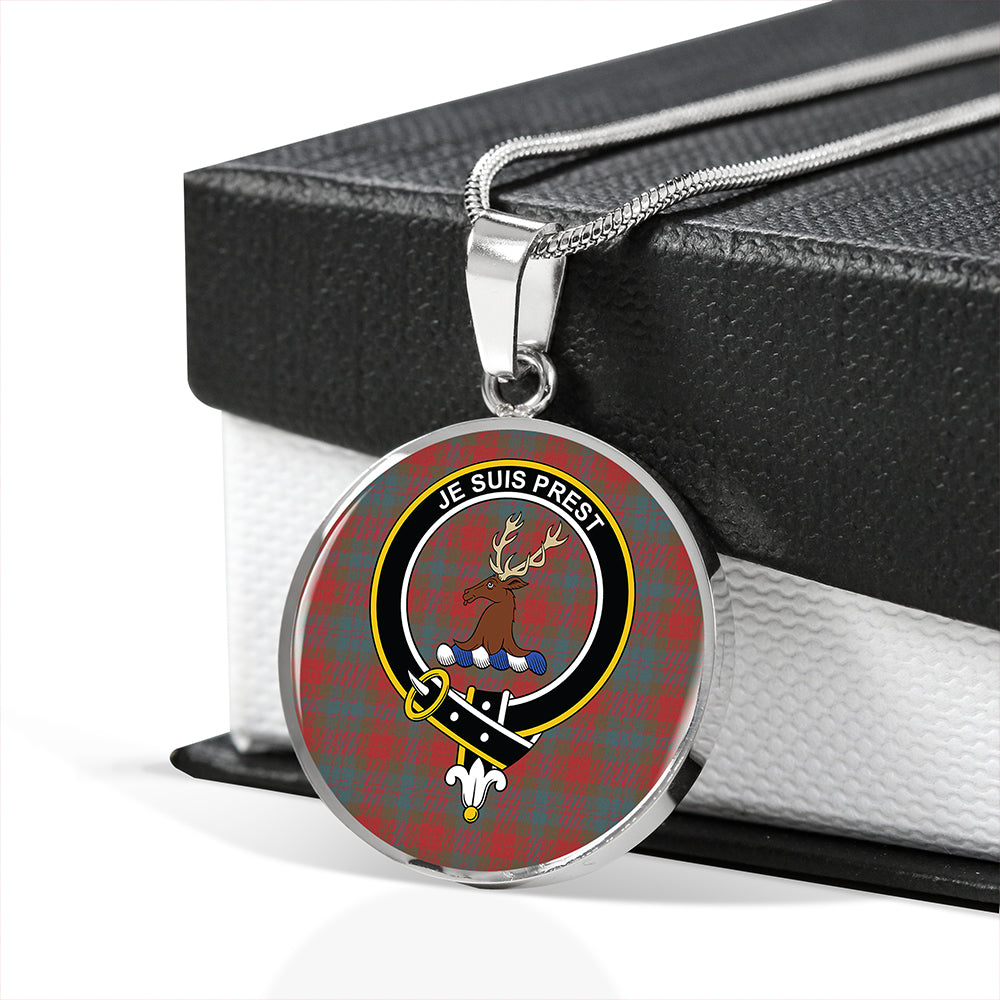 Fraser 78th Highlanders Weathered Tartan Crest Circle Necklace