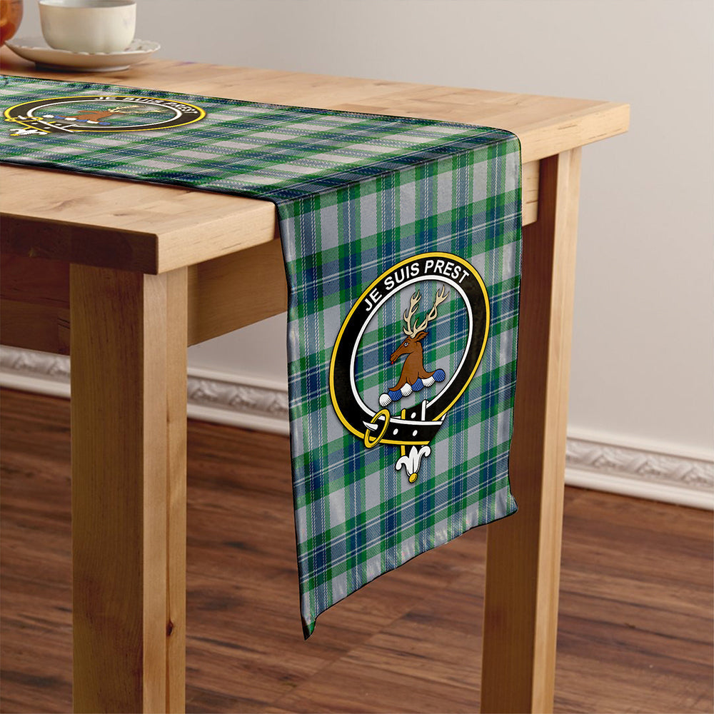 Fraser Arisaid Green Tartan Crest Table Runner