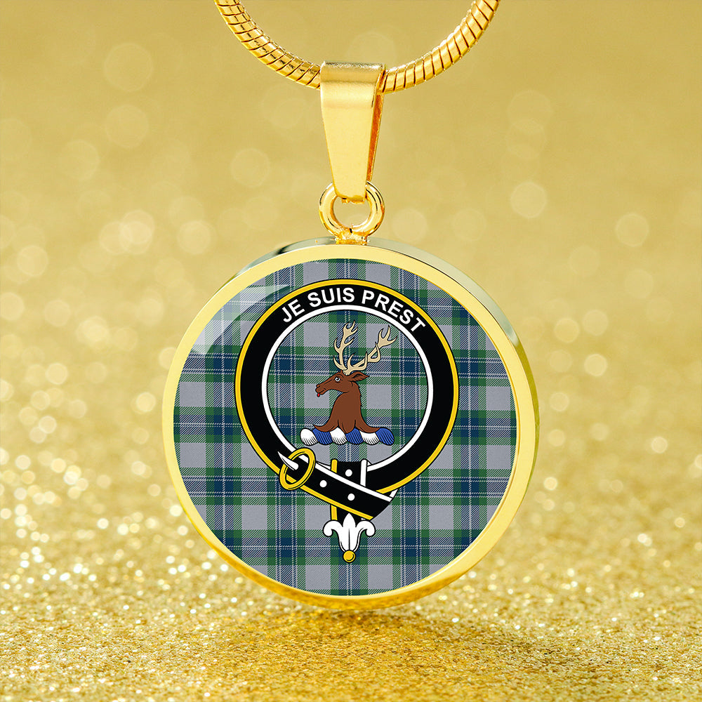 Fraser Arisaid Green Tartan Crest Circle Necklace