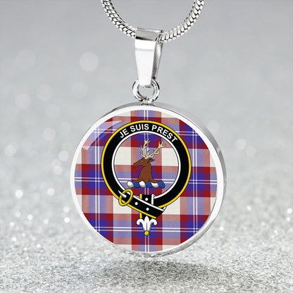 Fraser Arisaid Red Tartan Crest Circle Necklace