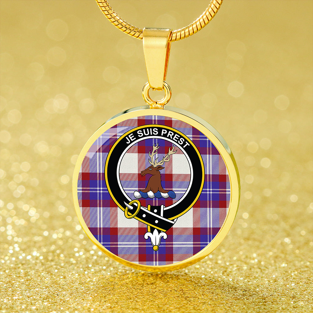 Fraser Arisaid Red Tartan Crest Circle Necklace