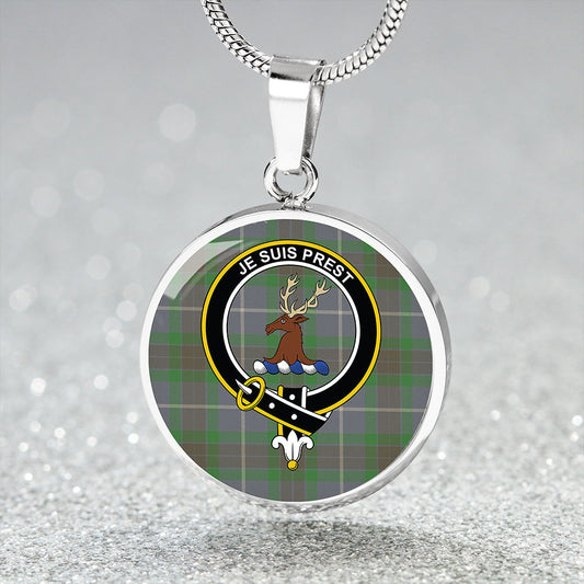 Fraser Green Ancient Tartan Crest Circle Necklace