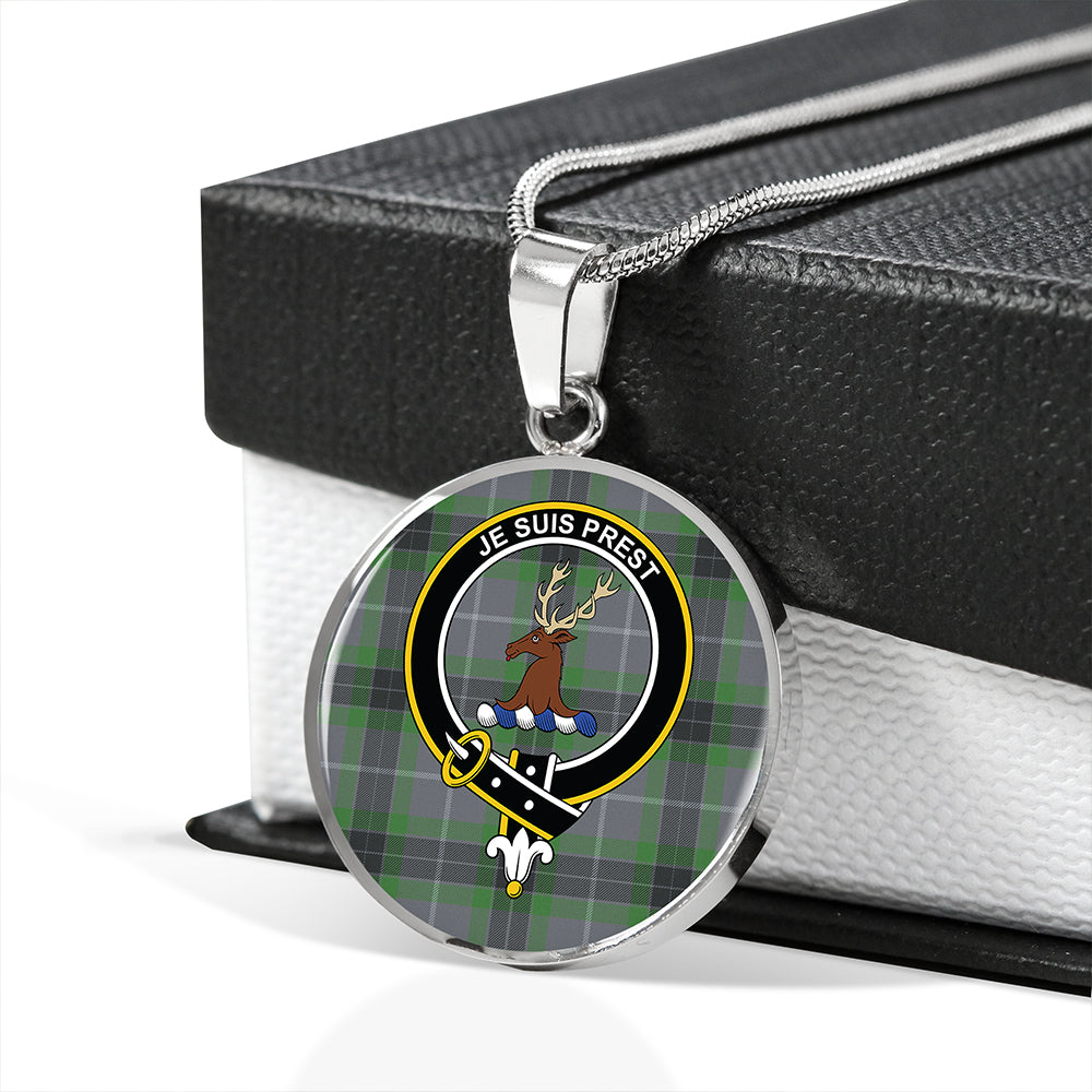 Fraser Green Modern Tartan Crest Circle Necklace