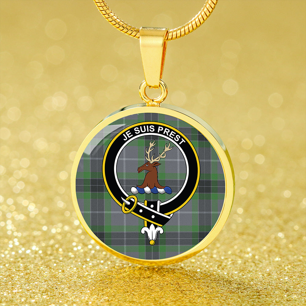 Fraser Green Modern Tartan Crest Circle Necklace