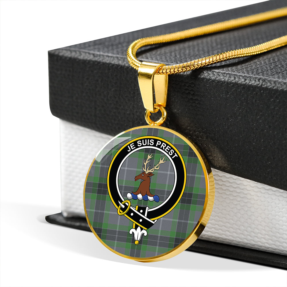 Fraser Green Modern Tartan Crest Circle Necklace