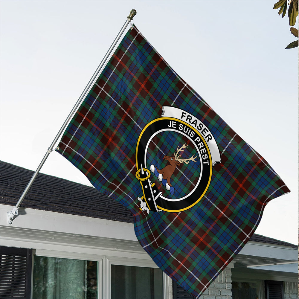 Fraser Hunting Ancient Tartan Classic Crest House Flag