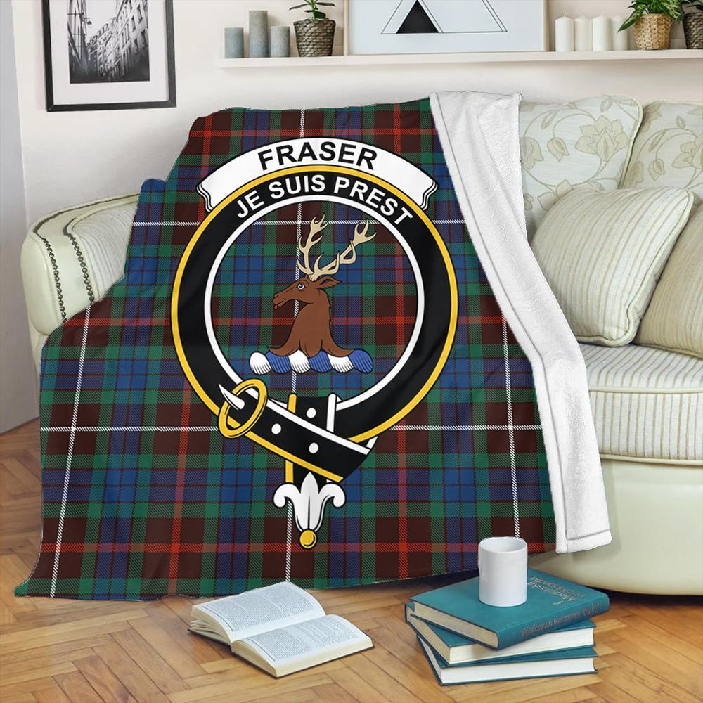 Fraser Hunting Ancient Tartan Crest Premium Blanket