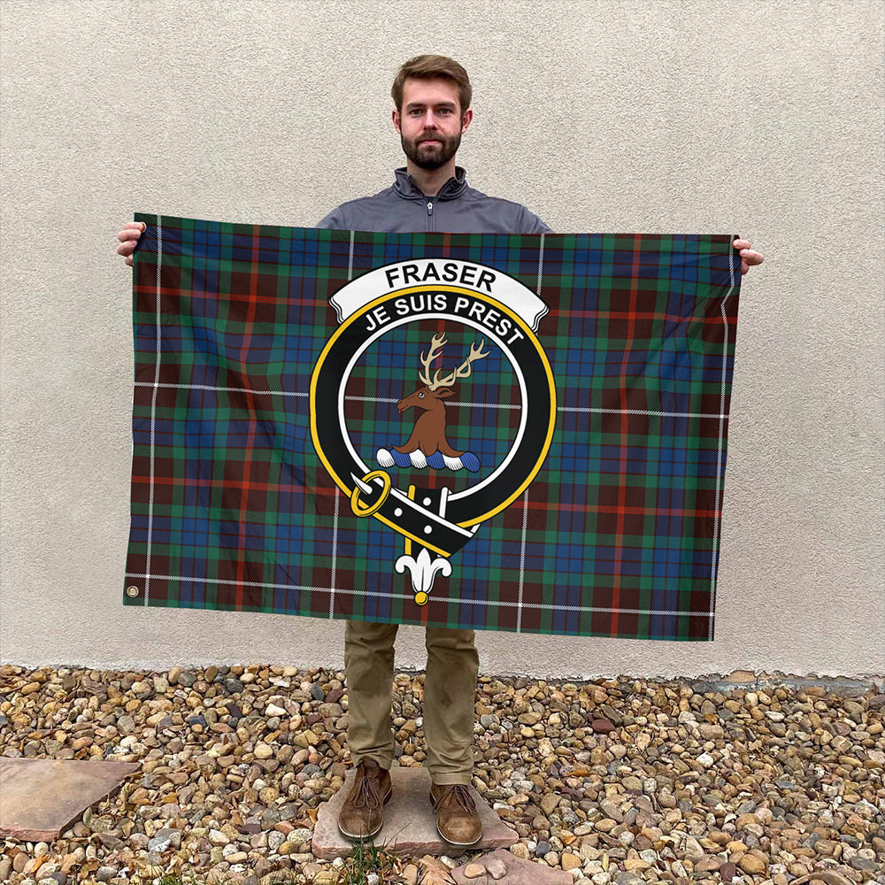 Fraser Hunting Ancient Tartan Classic Crest House Flag