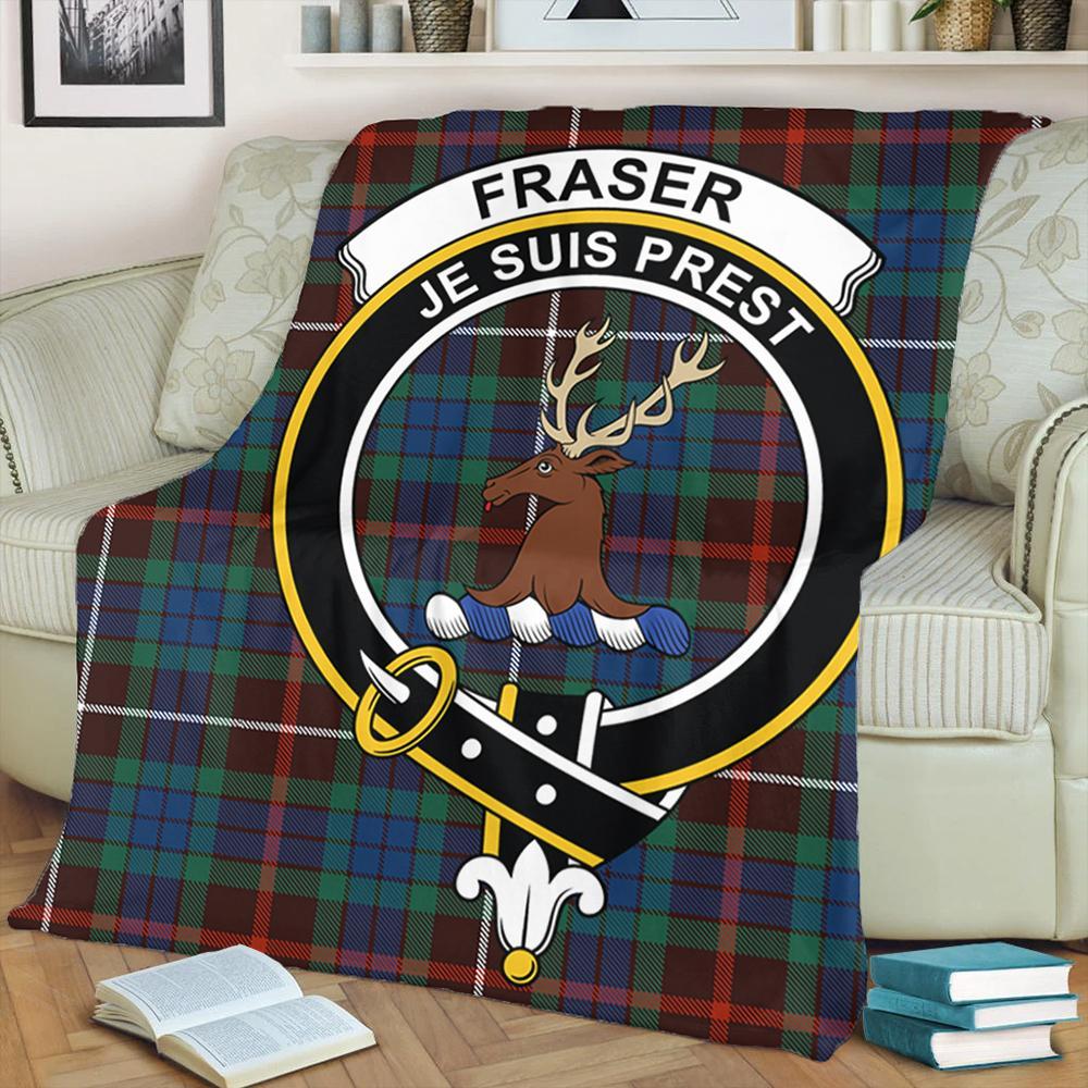 Fraser Hunting Ancient Tartan Crest Premium Blanket