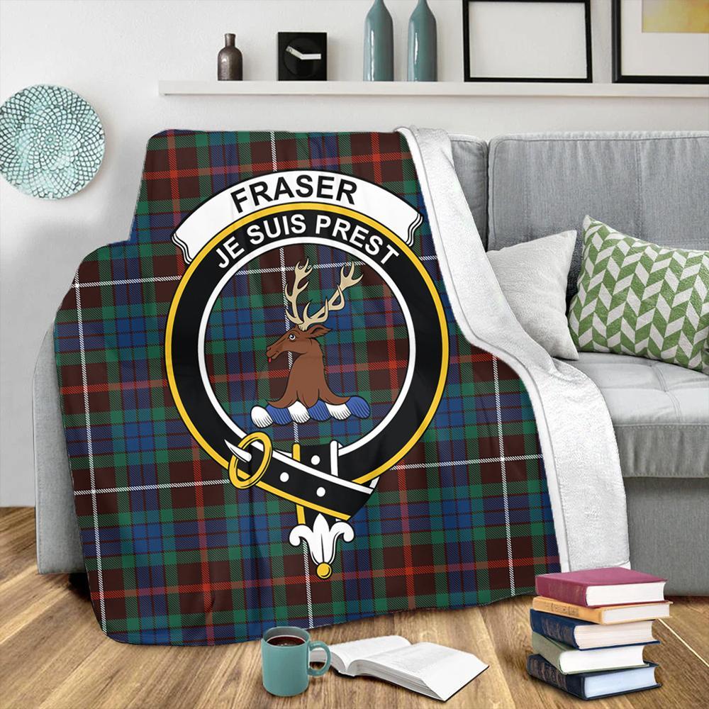 Fraser Hunting Ancient Tartan Crest Premium Blanket