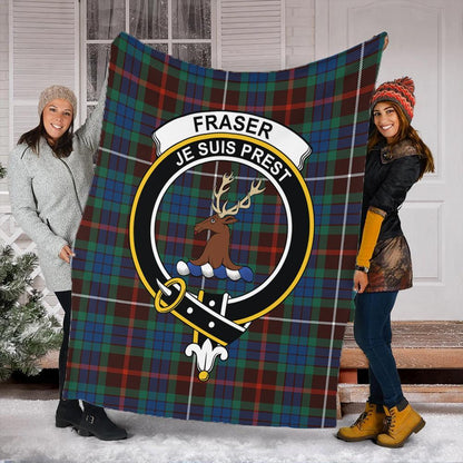 Fraser Hunting Ancient Tartan Crest Premium Blanket