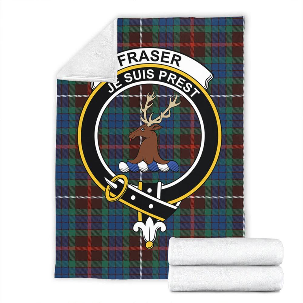 Fraser Hunting Ancient Tartan Crest Premium Blanket