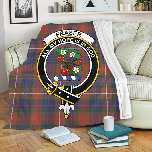 Fraser Hunting Modern Tartan Crest Premium Blanket