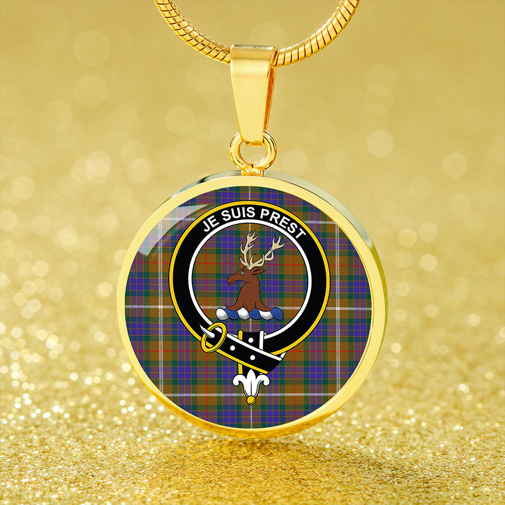 Fraser Hunting Modern Tartan Crest Circle Necklace