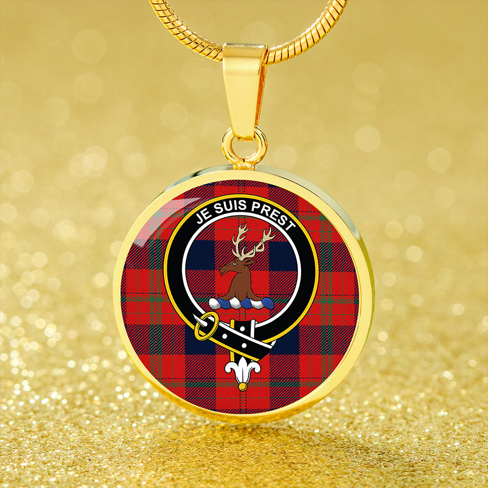 Fraser Isabella Modern Tartan Crest Circle Necklace