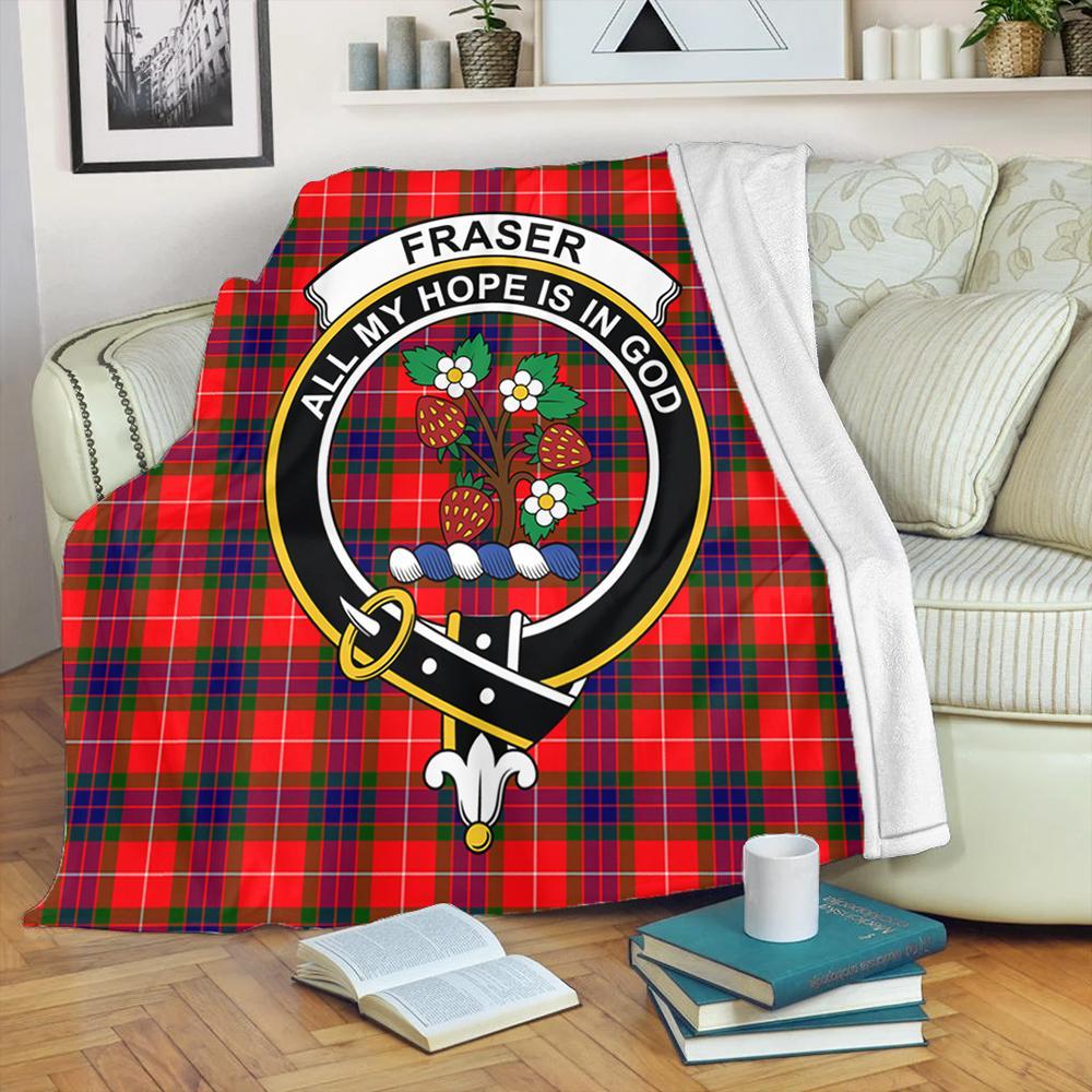 Fraser Modern Tartan Crest Premium Blanket