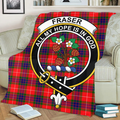 Fraser Modern Tartan Crest Premium Blanket