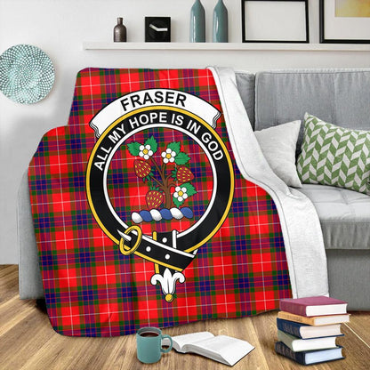 Fraser Modern Tartan Crest Premium Blanket