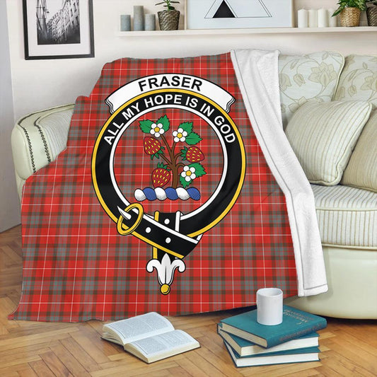 Fraser Weathered Tartan Crest Premium Blanket