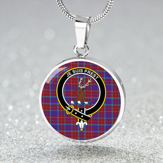 Fraser of Reelig Modern Tartan Crest Circle Necklace