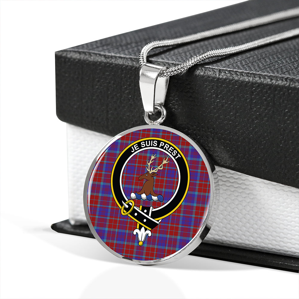 Fraser of Reelig Modern Tartan Crest Circle Necklace