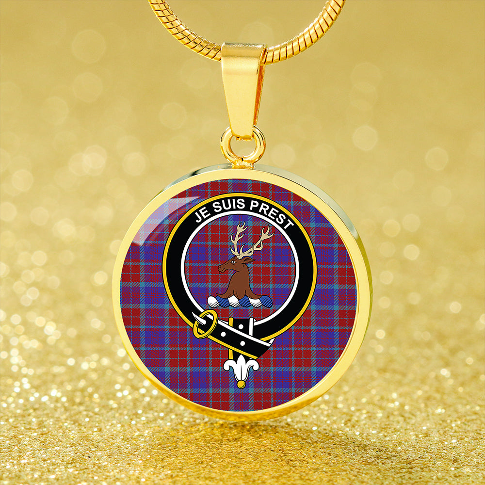 Fraser of Reelig Modern Tartan Crest Circle Necklace