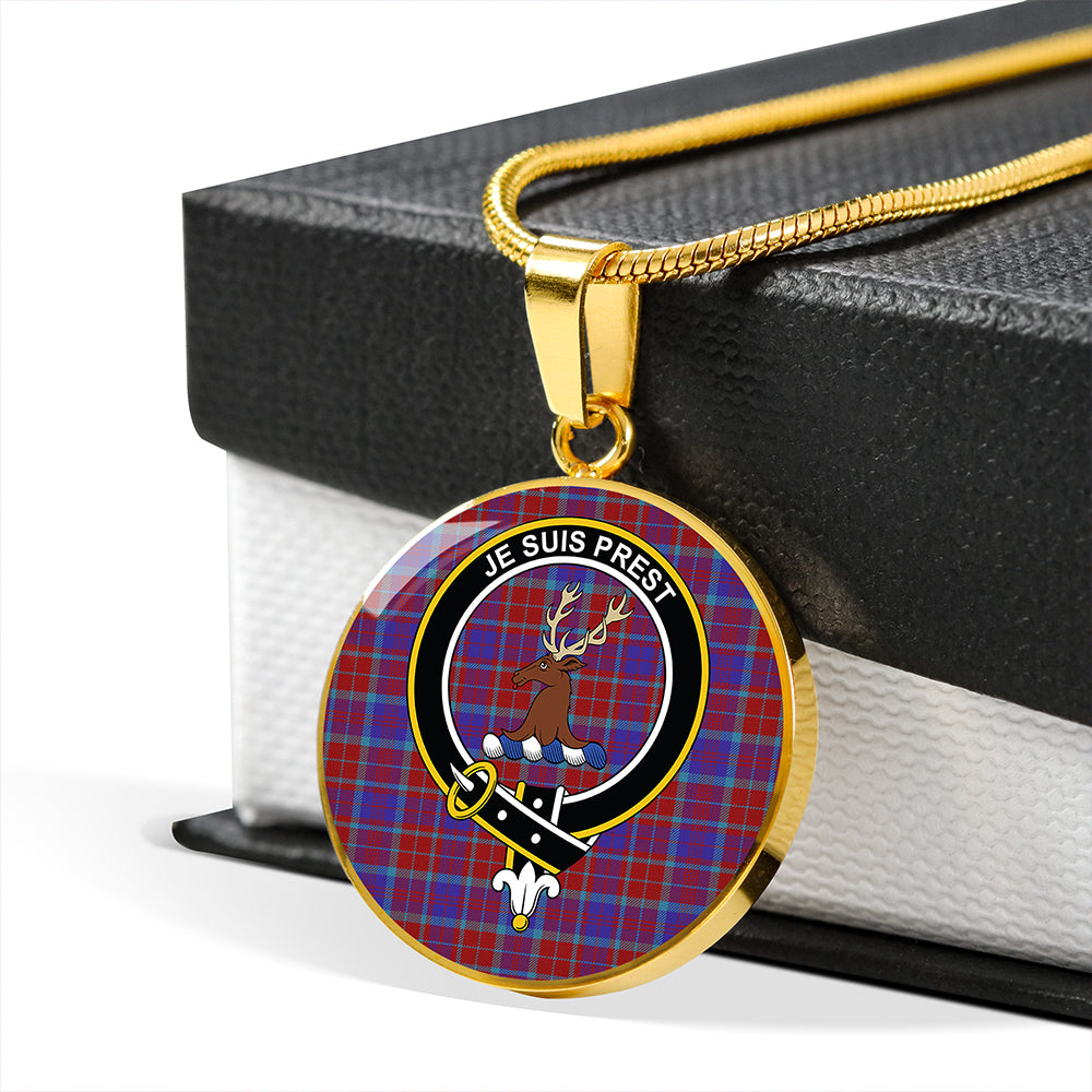 Fraser of Reelig Modern Tartan Crest Circle Necklace