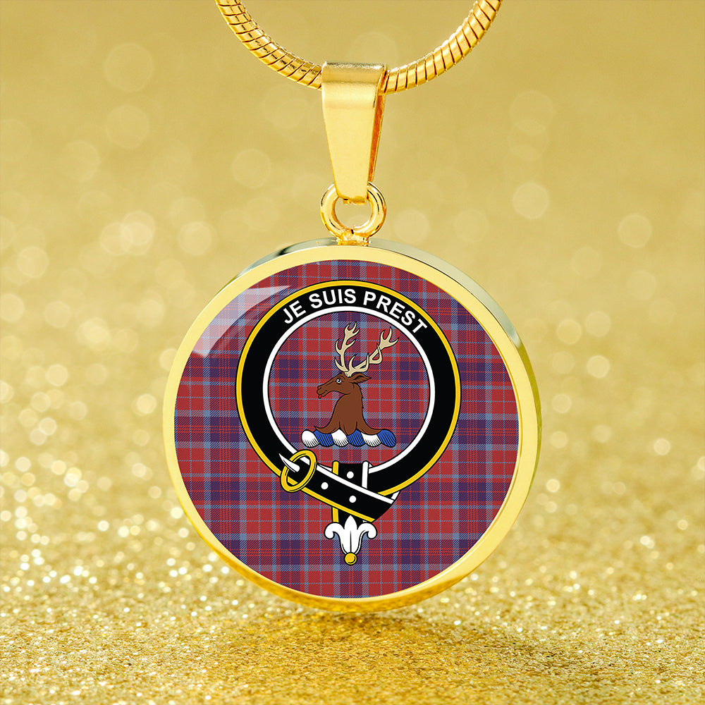 Fraser of Reelig Weathered Tartan Crest Circle Necklace