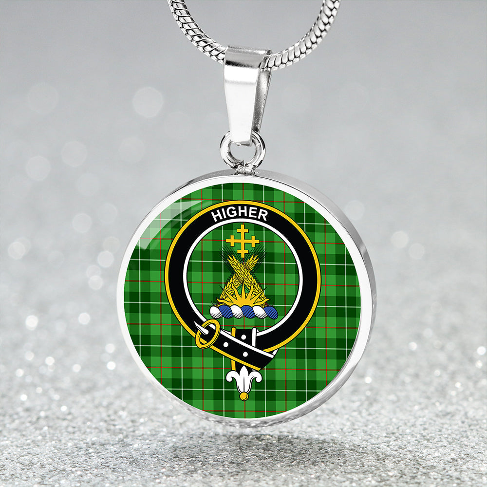Galloway District Tartan Crest Circle Necklace