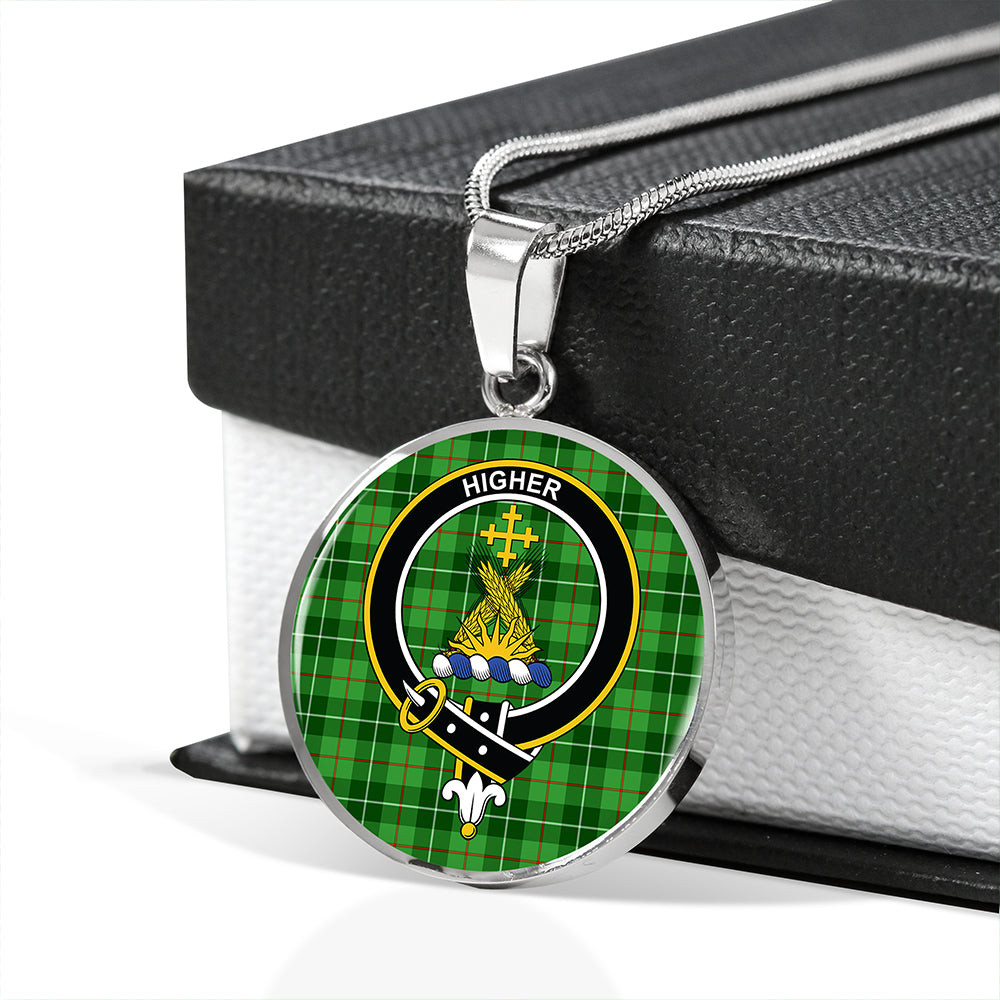Galloway District Tartan Crest Circle Necklace