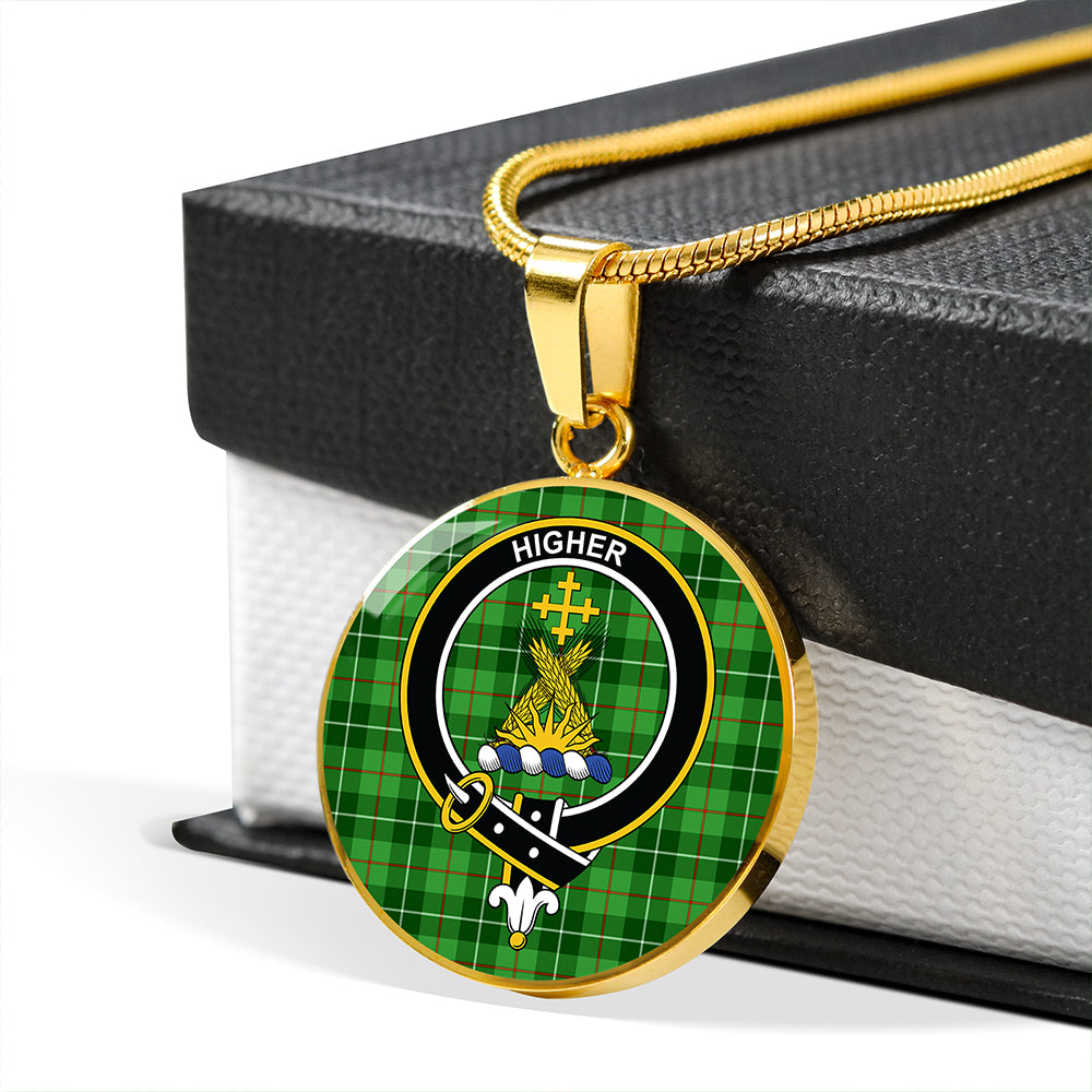 Galloway District Tartan Crest Circle Necklace