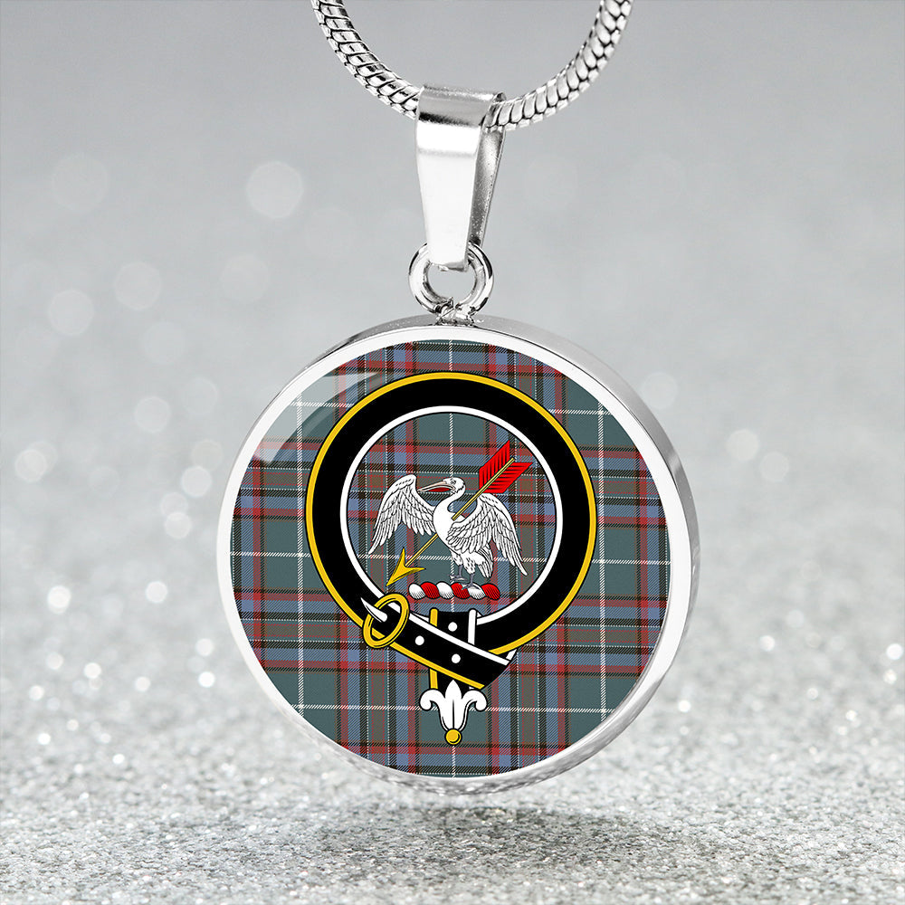 Gammell Dress Weathered Tartan Crest Circle Necklace