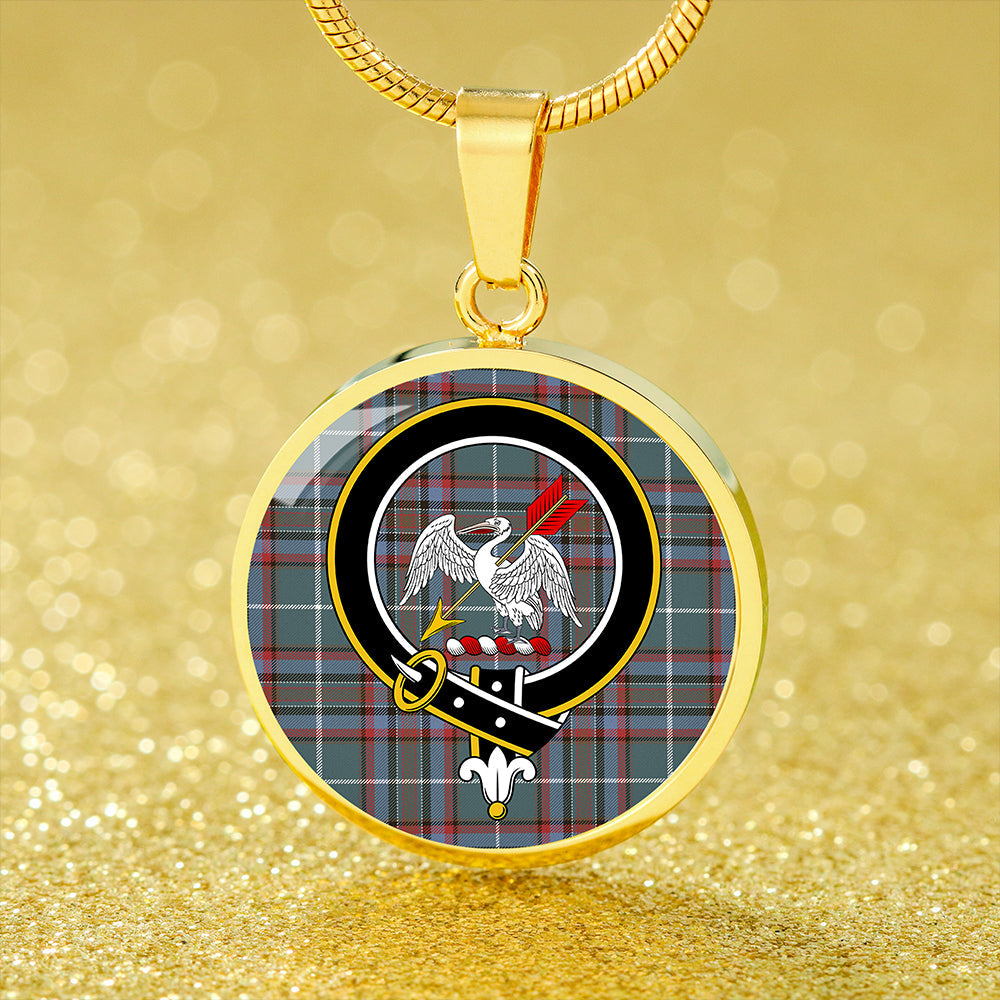 Gammell Dress Weathered Tartan Crest Circle Necklace