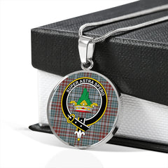 Gayre Weathered Tartan Crest Circle Necklace