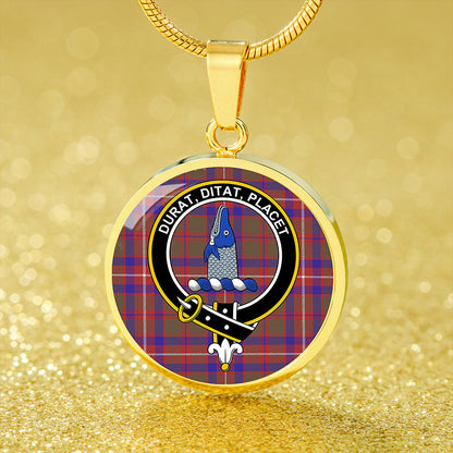 Geddes Weathered Tartan Crest Circle Necklace