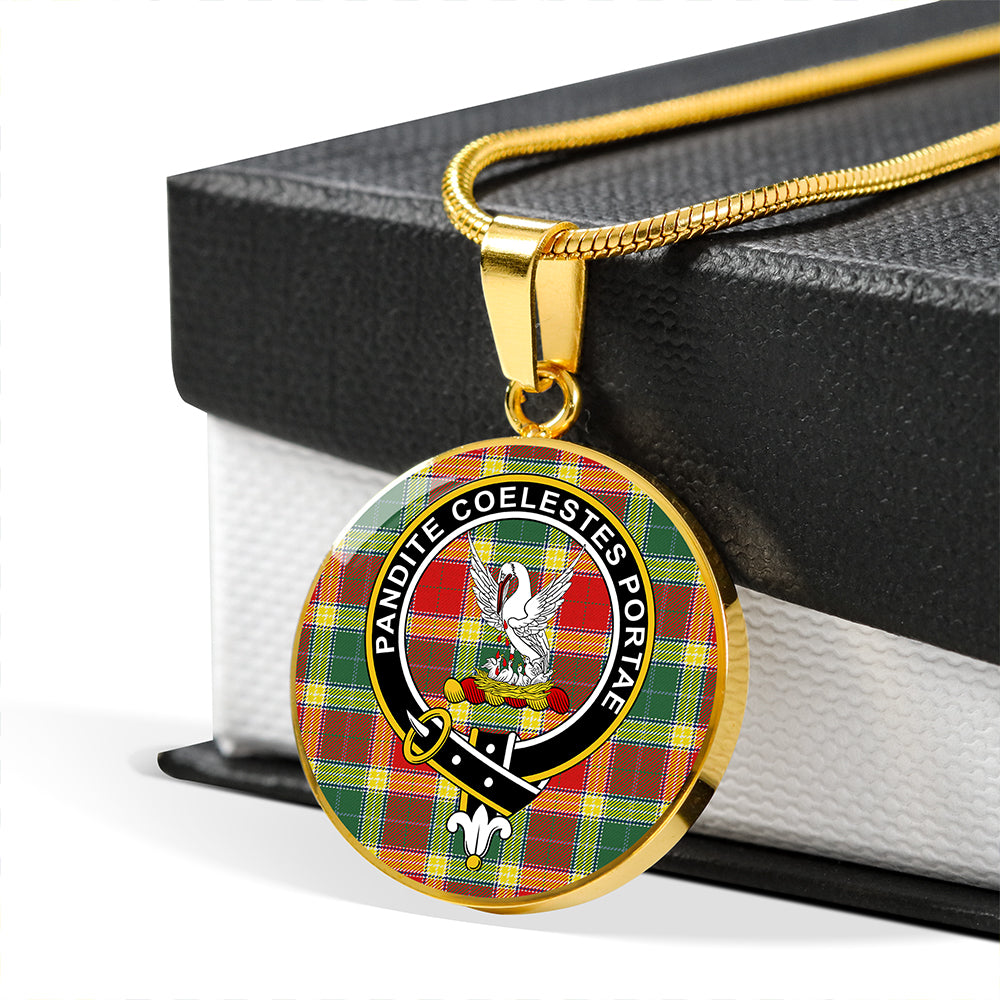 Gibson (Gibbs) Modern Tartan Crest Circle Necklace