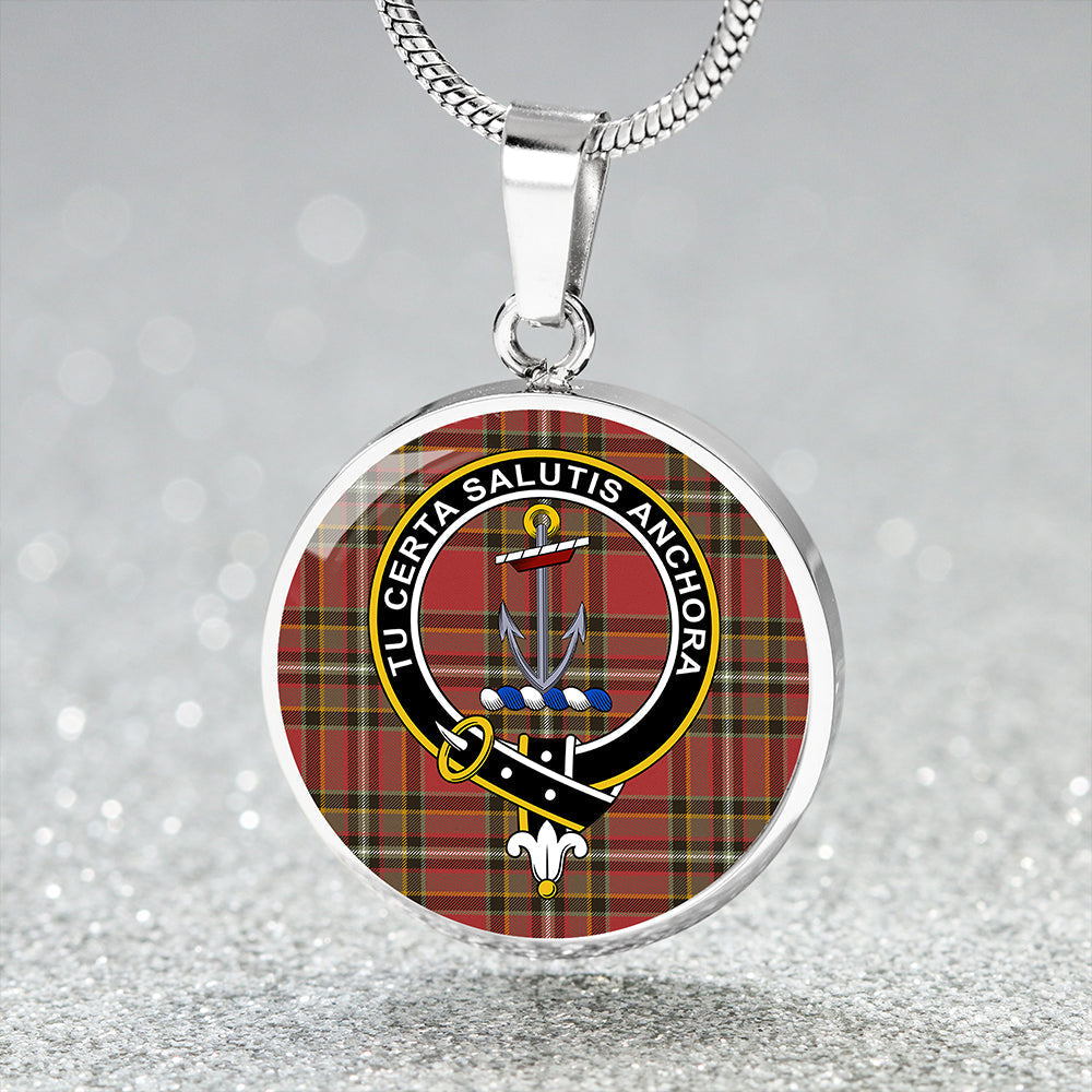 Gillespie Weathered Tartan Crest Circle Necklace