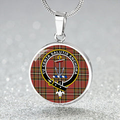 Gillespie Weathered Tartan Crest Circle Necklace