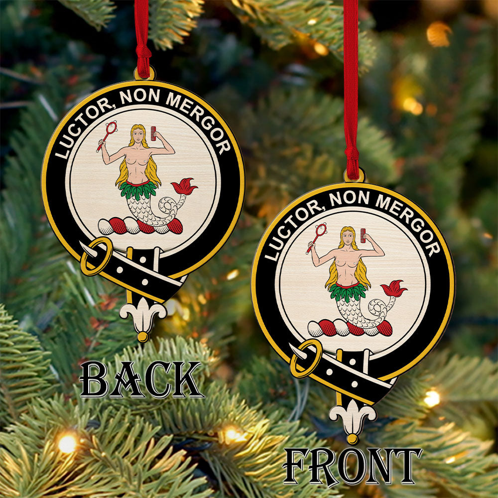 Glass Tartan Crest Wood Acrylic Ornament