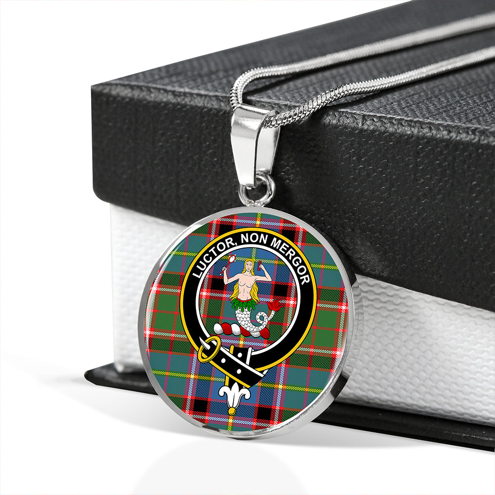 Glass Tartan Crest Circle Necklace