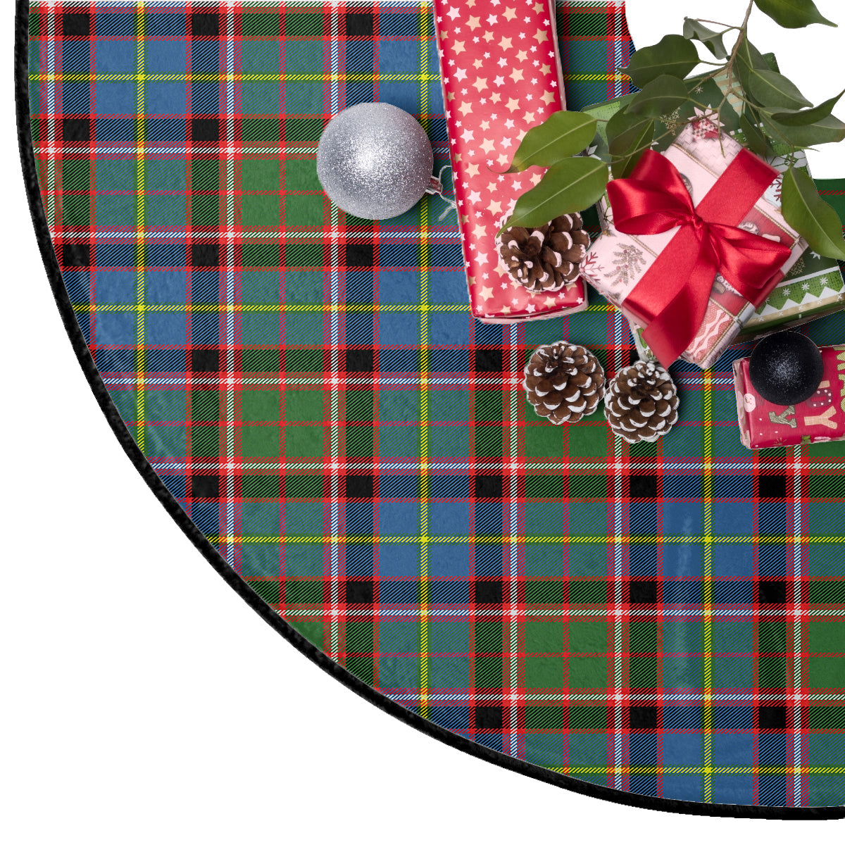 Glass Tartan Plaid Christmas Tree Skirt