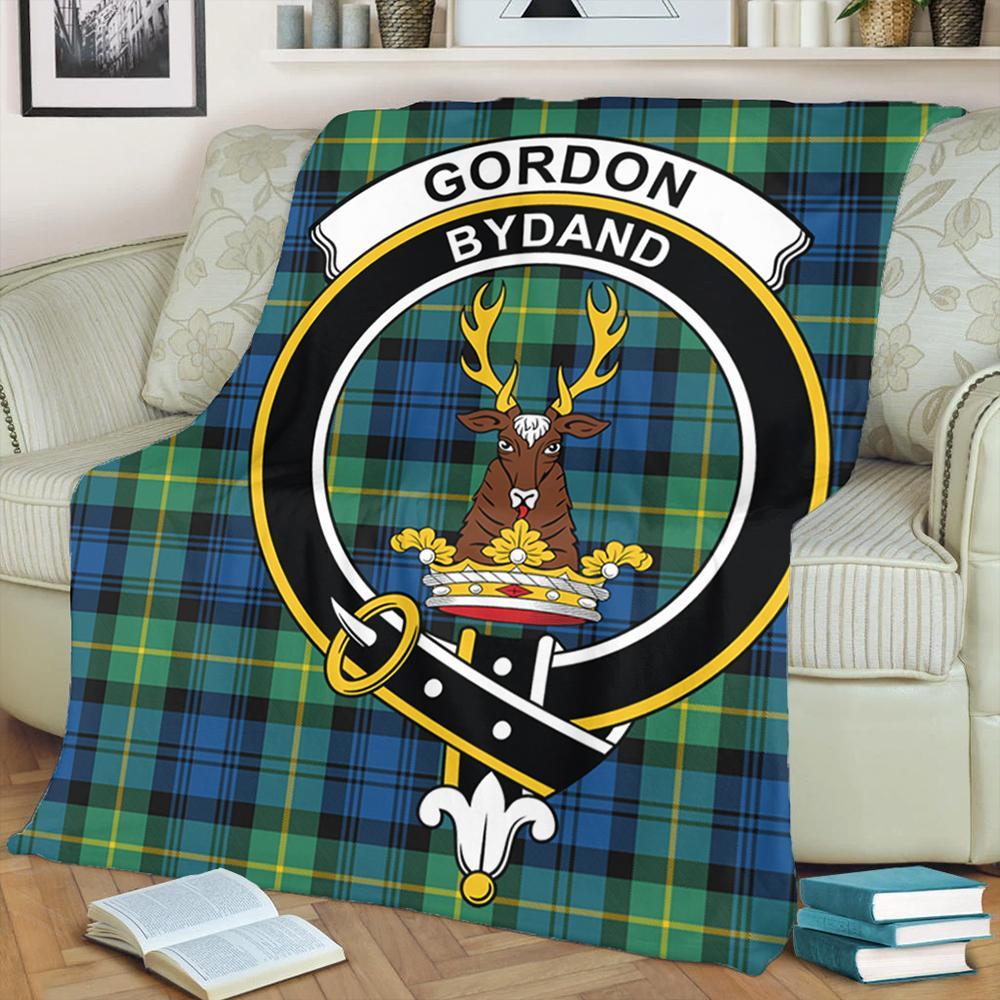 Gordon Ancient Tartan Crest Premium Blanket